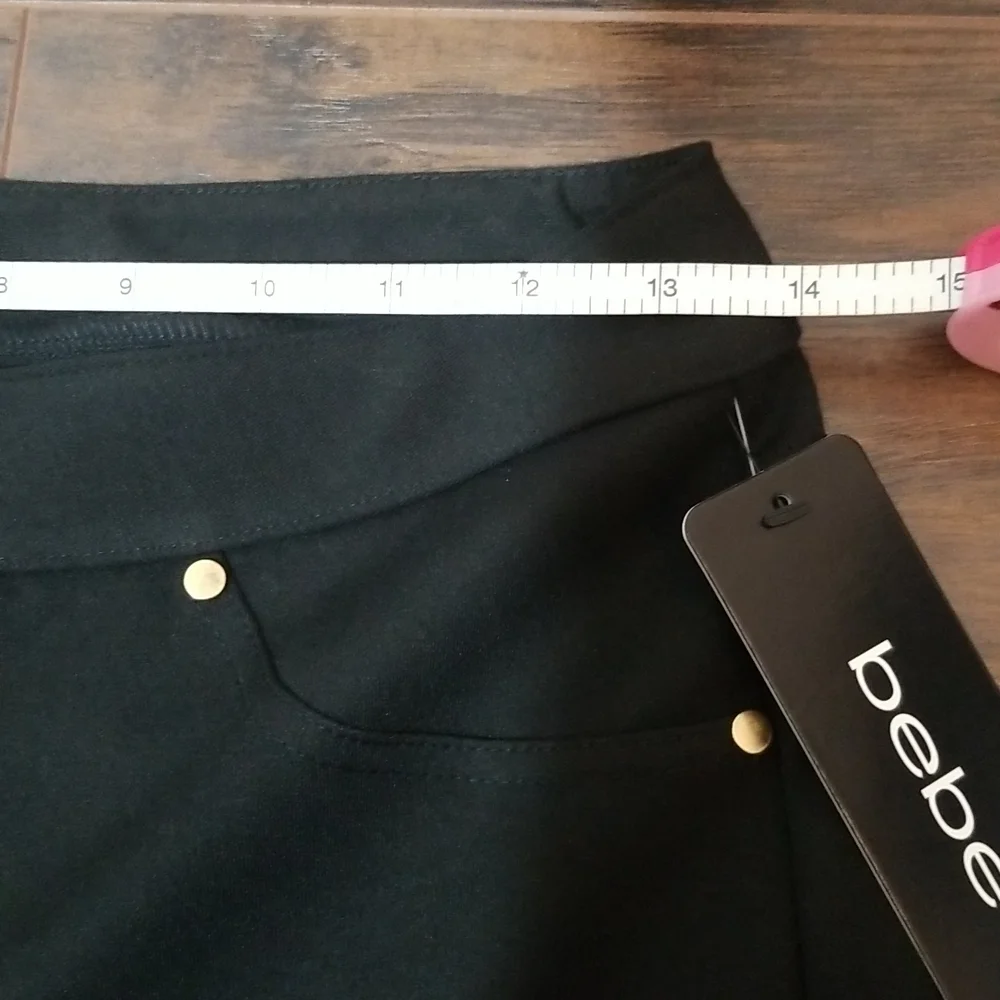 bebe faux 5 packet PDR Pants bling rhinestone gold sexy cute stretchy bottoms - Picture 7 of 7